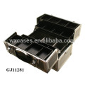 caixa de ferramentas de alumínio preto forte com 4 bandejas plásticas e compartimentos ajustáveis na parte inferior caso